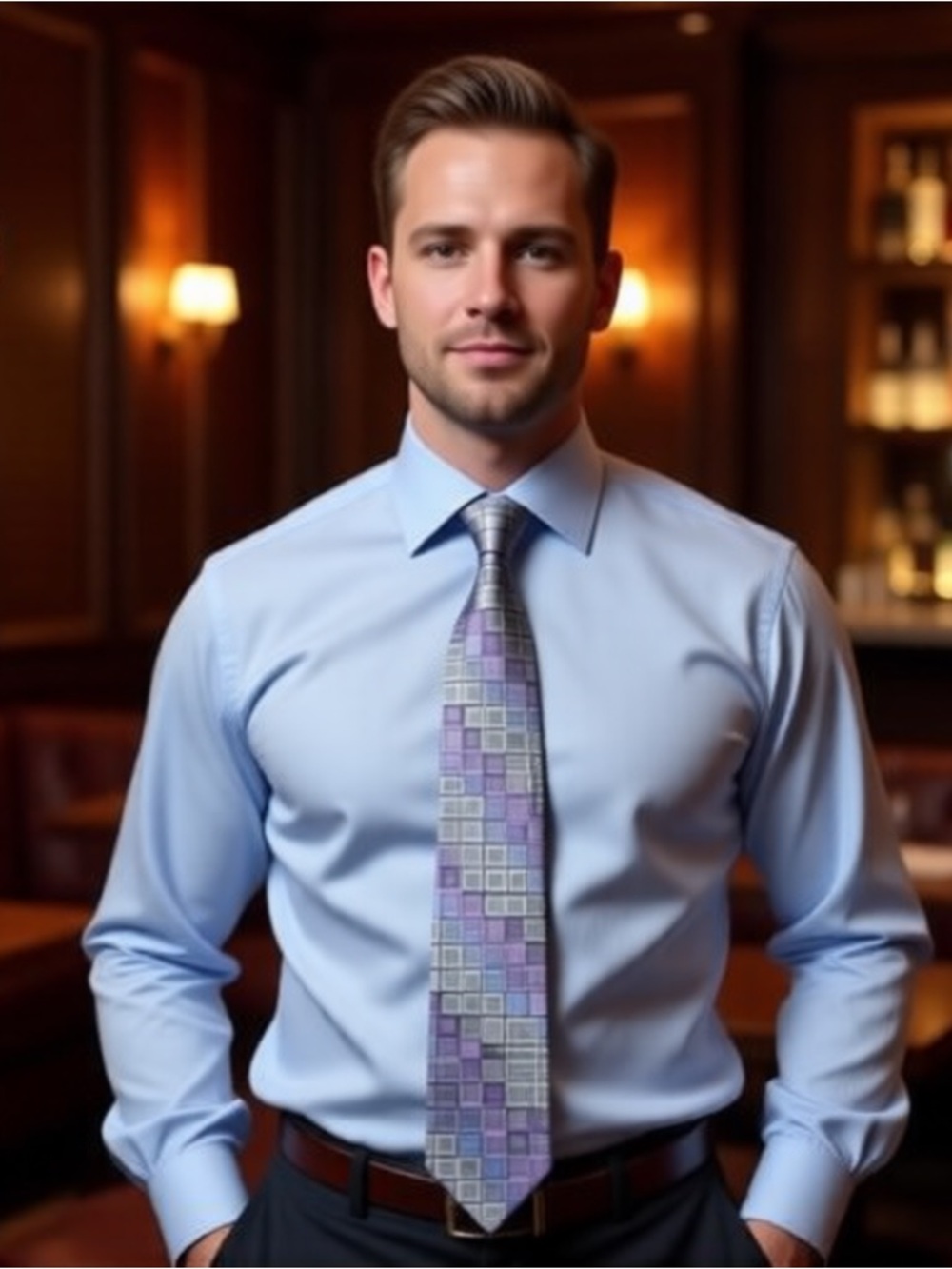 Michael Kors Mens Tie Charcoal Geometric Print Necktie